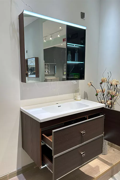 Multi-Layer Solid Wood Bathroom Vanity for Villas